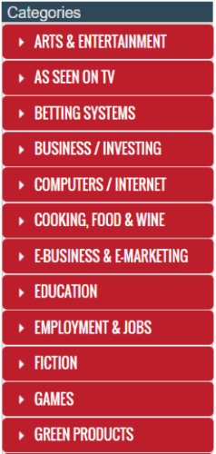 ClickBank affiliate categories showing variety of niches