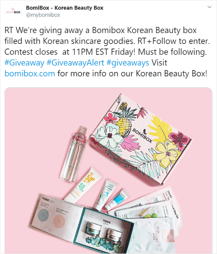 BomiBox tweet promoting a giveaway with hashtag #Giveaway