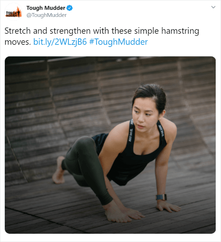 Tough Mudder tweet with engaging image and hashtag #ToughMudder