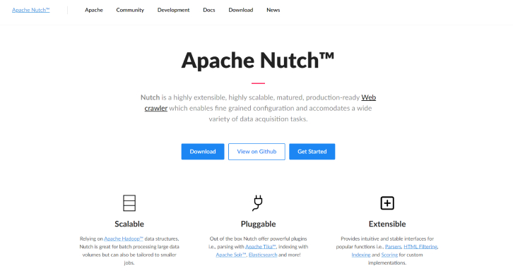 Web Crawler Tools 12 Apache Nutch open-source web crawler with Hadoop integration for large-scale data mining