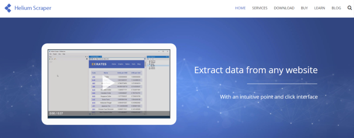 Web Crawler Tools 7 Helium Scraper visual web scraping software interface with point-and-click data extraction