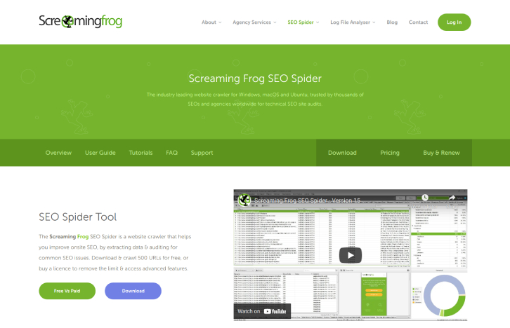 Web Crawler Tools 2 Screaming Frog SEO Spider desktop software interface showing website crawl results and technical SEO analysis