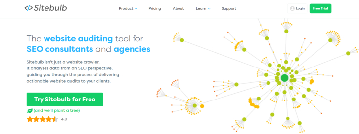 Web Crawler Tools 3 Sitebulb website crawler interface with visual crawl maps and prioritized recommendations