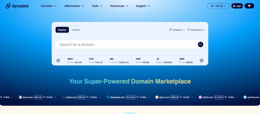4. Dynadot — Best for Domain Investors & Consistent Pricing