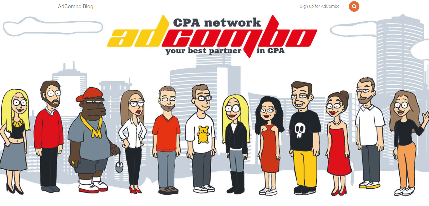 AdCombo homepage highlighting exclusive CPA campaigns and health and beauty verticals