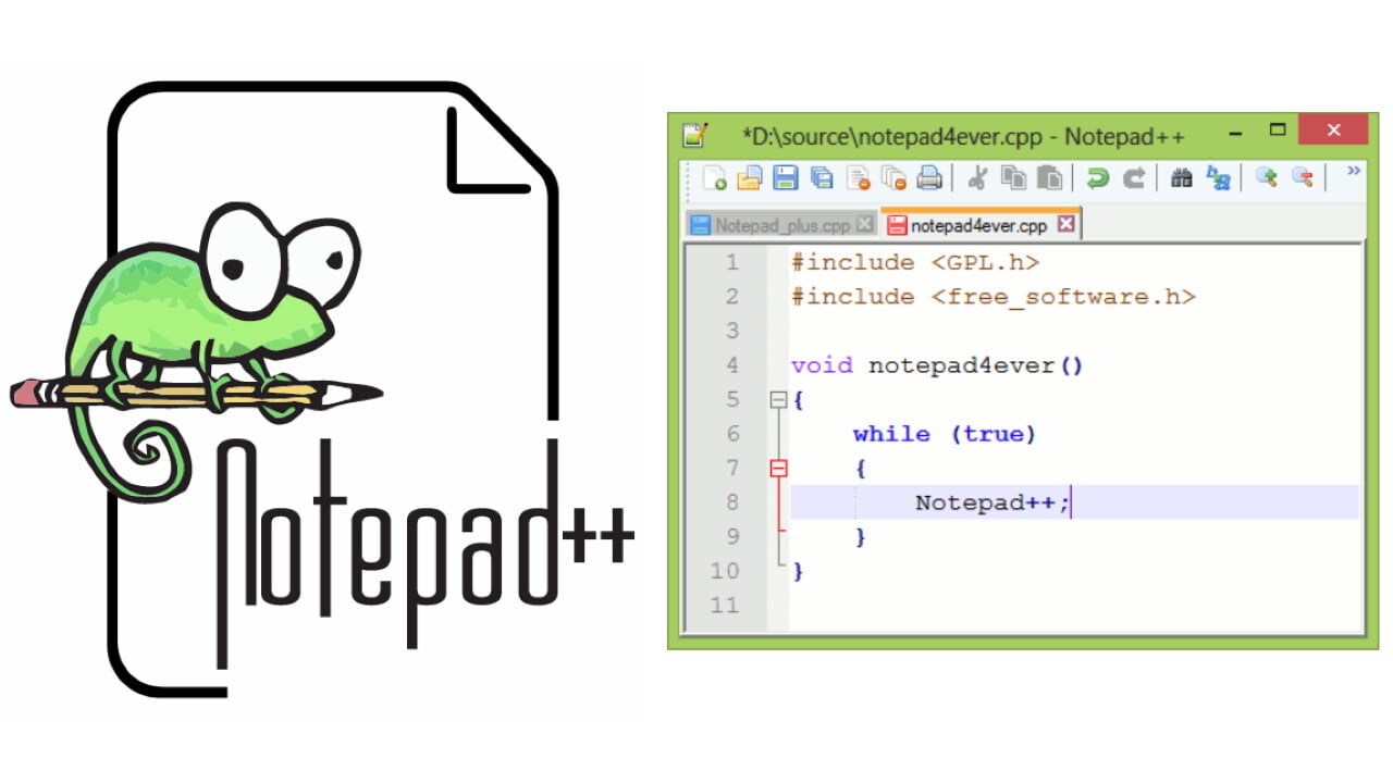Notepad++ text editor interface
