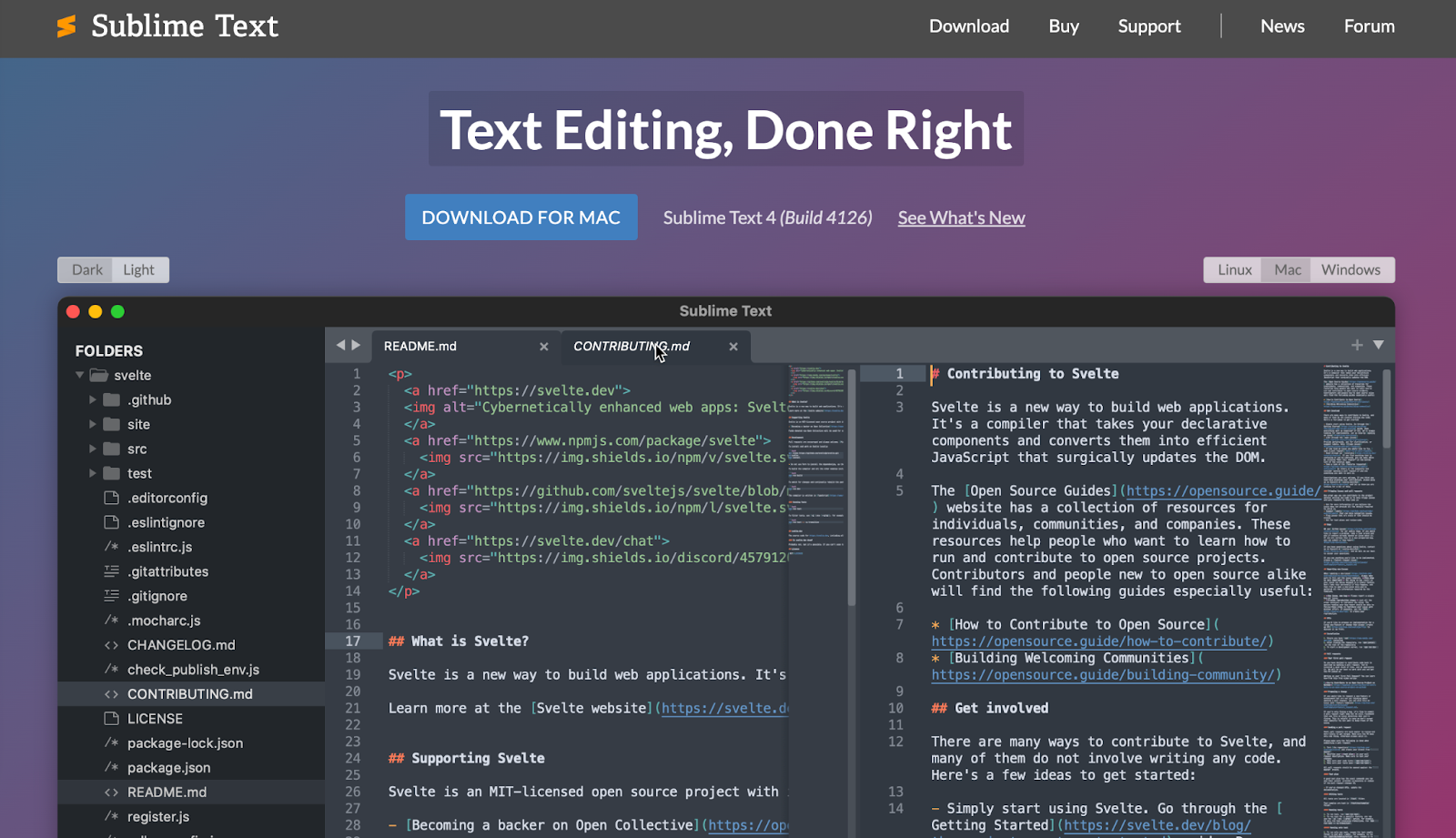 Sublime Text code editor interface showing multiple tabs, syntax highlighting, and a project sidebar for efficient code navigation and editing.