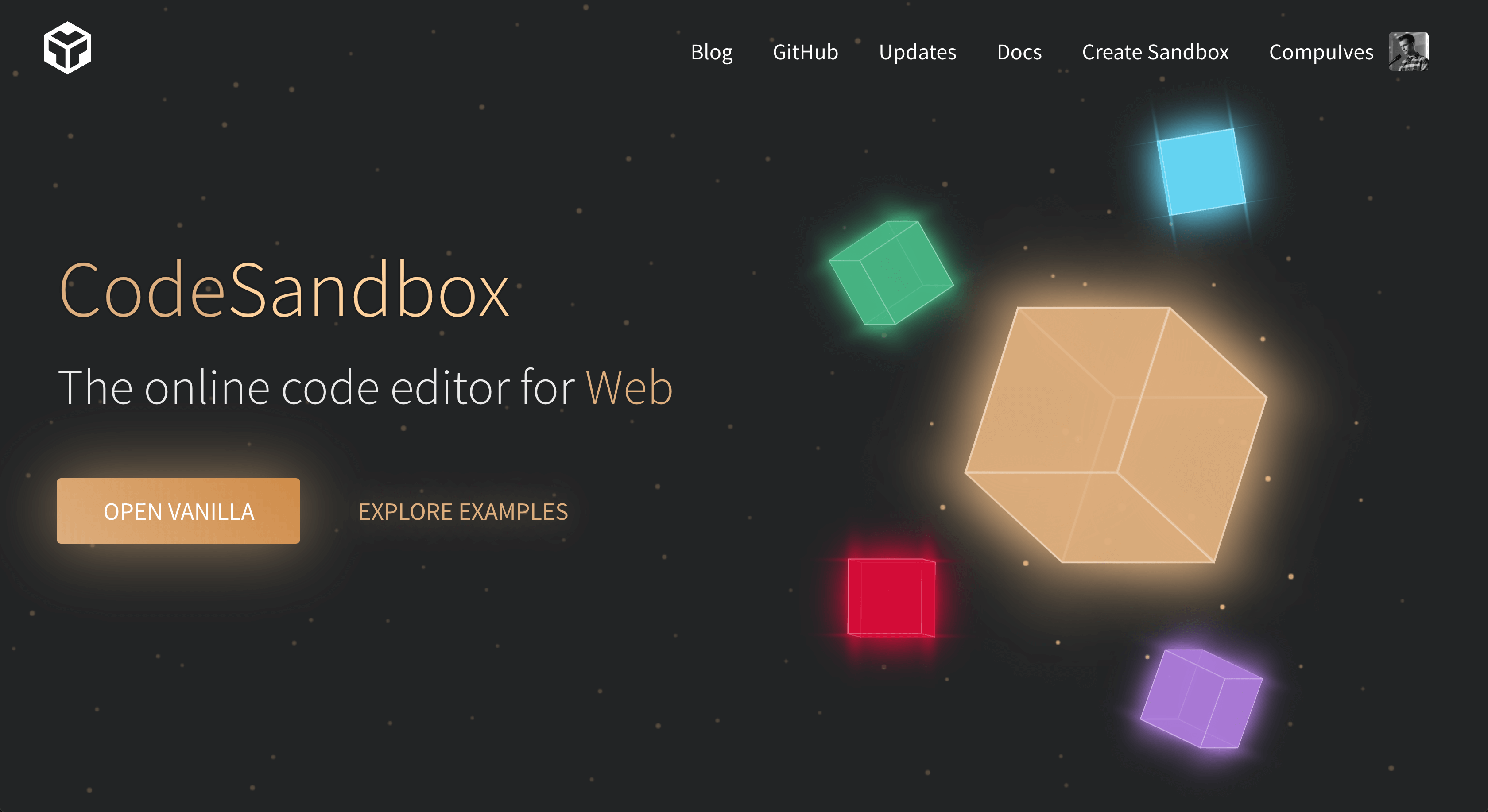 CodeSandbox online web development editor interface