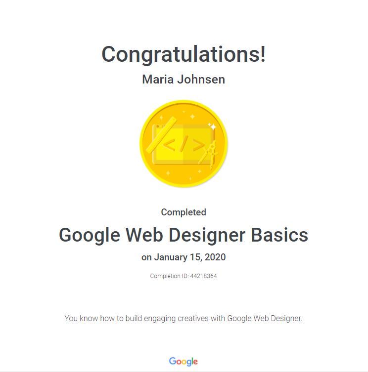 Google Web Designer Basics Course 2026
