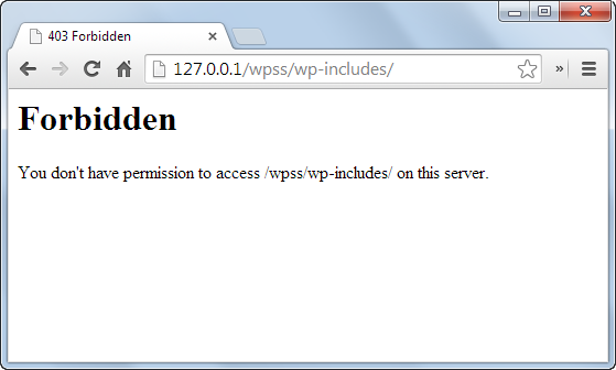Screenshot showing a successful directory listing test with a 403 Forbidden error indicating directory browsing is disabled