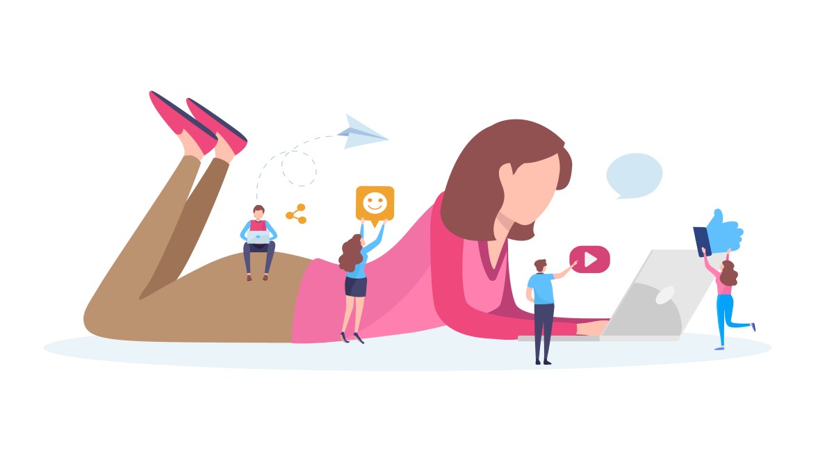 Person using smartphone with social media app icons floating around representing digital safety and privacy protection