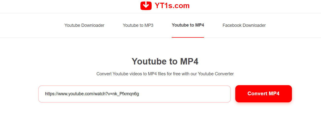 Free YouTube to MP4 Converter online website interface showing URL paste box and convert button