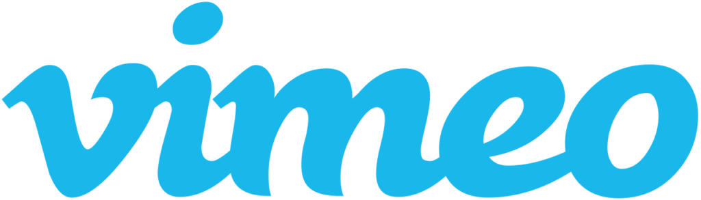 Vimeo logo in sleek white text on blue background, highlighting the platform known for high-quality independent films and creator-driven content.