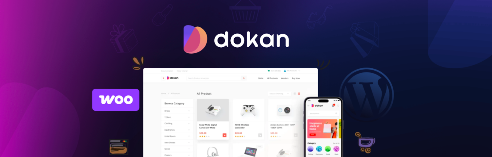 Dokan multi-vendor marketplace dashboard for vendors and admin commission management