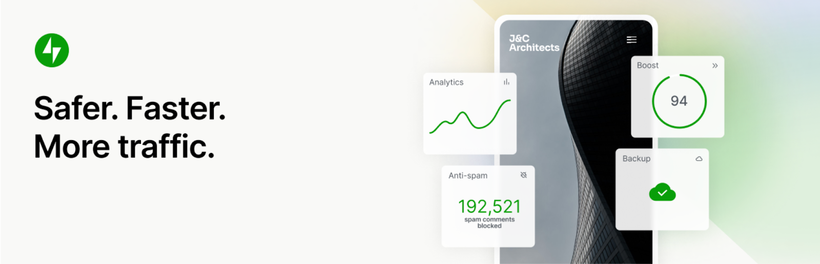 Jetpack security dashboard showing backups, malware scanning, and brute force protection