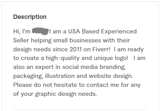 fiverr profile description example 5 - logo design