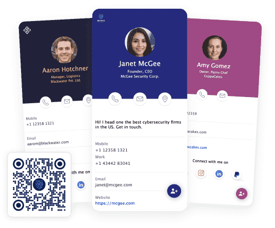 Beaconstac digital business card platform showing QR code customization and analytics dashboard