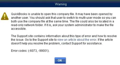 QuickBooks Error codes: (-6073, -99001) – Summit Hosting